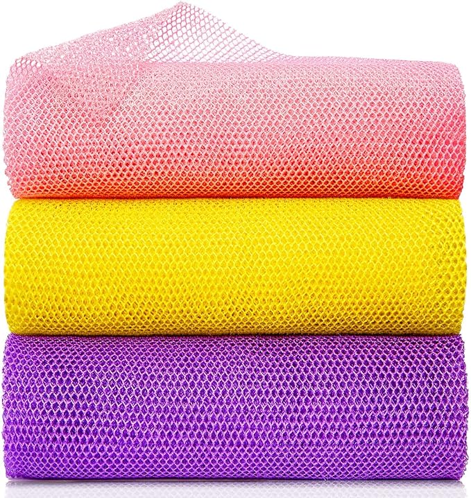 HBSTUDIO 3 Pieces African Bath Sponge African Net Long Net Bath Sponge Exfoliating Shower Body Scrubber Back Scrubber Skin Smoother,Great for Daily Use(Yellow,Pink,Purpel) - Image 2